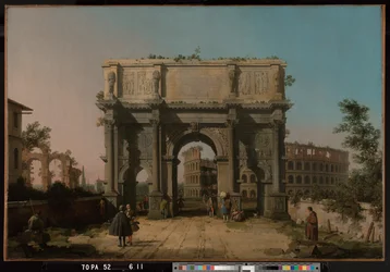 View of the Arch of Constantine with the Colosseum